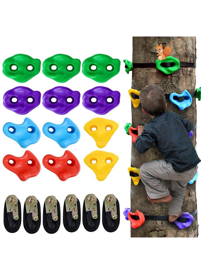 Generic Rock Climbing Holds for Kids and Adults, Rock Wall Climbing Grips, Multi-Size & Color, for Playground Indoor Outdoor Play Set, with 32 Set Mounting Hardw  - Image 1