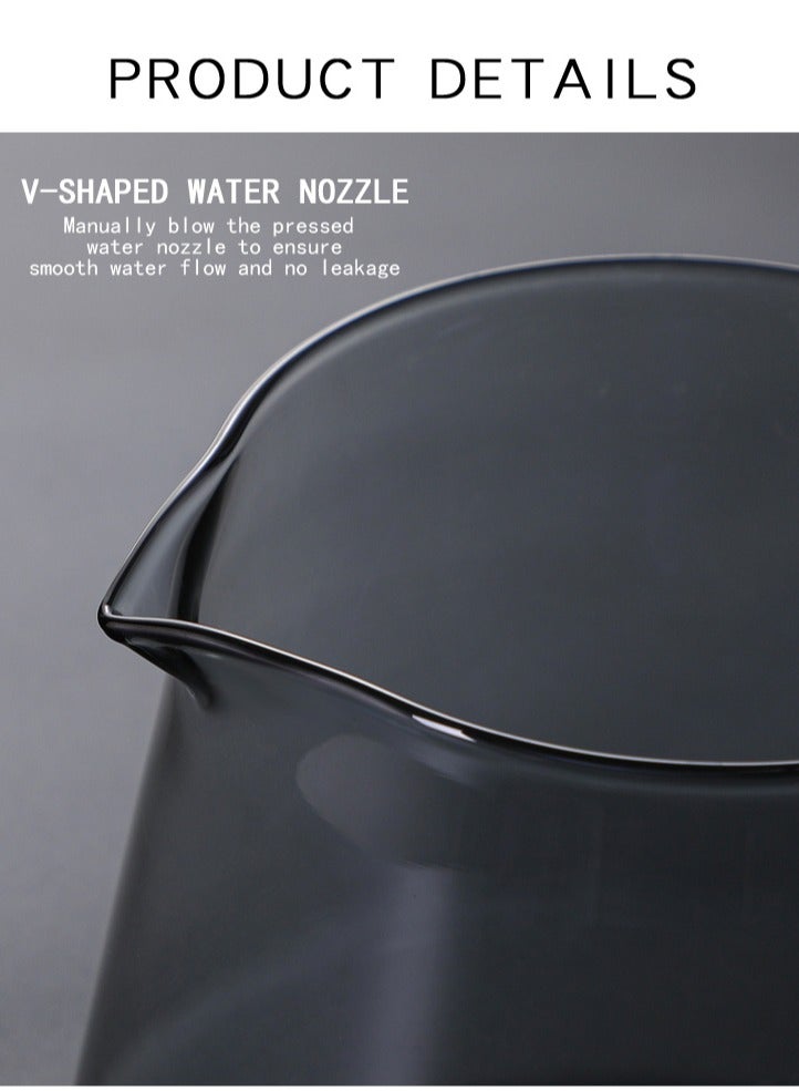 هومستر طقم تقديم القهوة الزجاجي الرمادية سعة 600 مل، مجموعة ماكينة صنع الزجاجية مع منقط V60 وعاء قهوة للمنزل والمكتب - Image 3