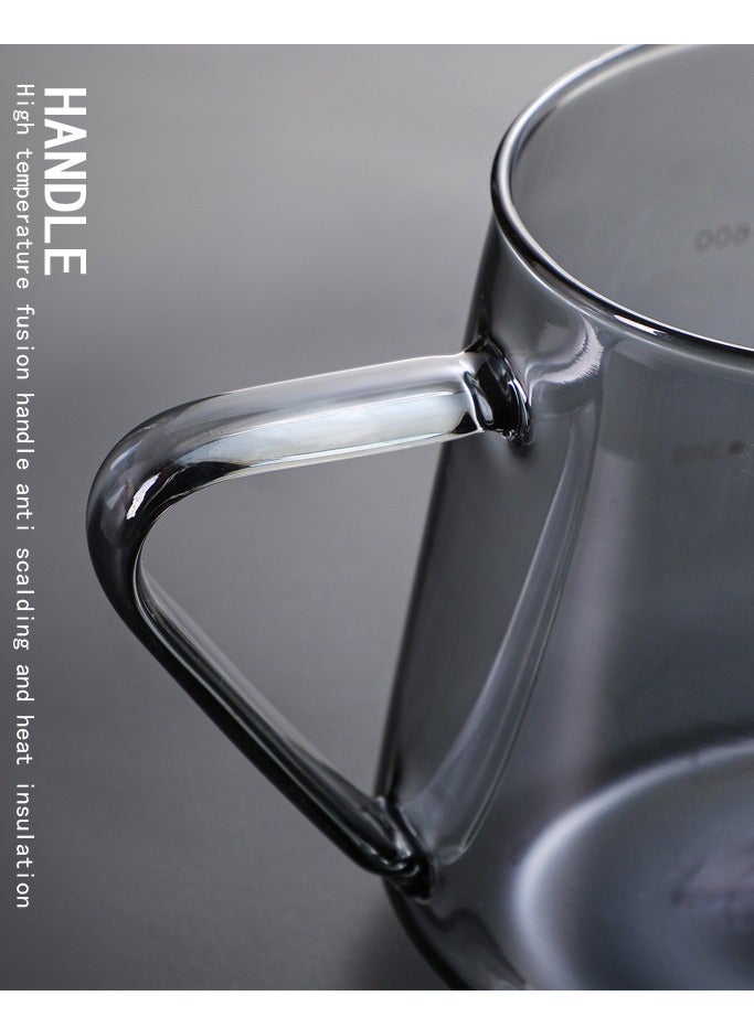 هومستر طقم تقديم القهوة الزجاجي الرمادية سعة 600 مل، مجموعة ماكينة صنع الزجاجية مع منقط V60 وعاء قهوة للمنزل والمكتب - Image 4