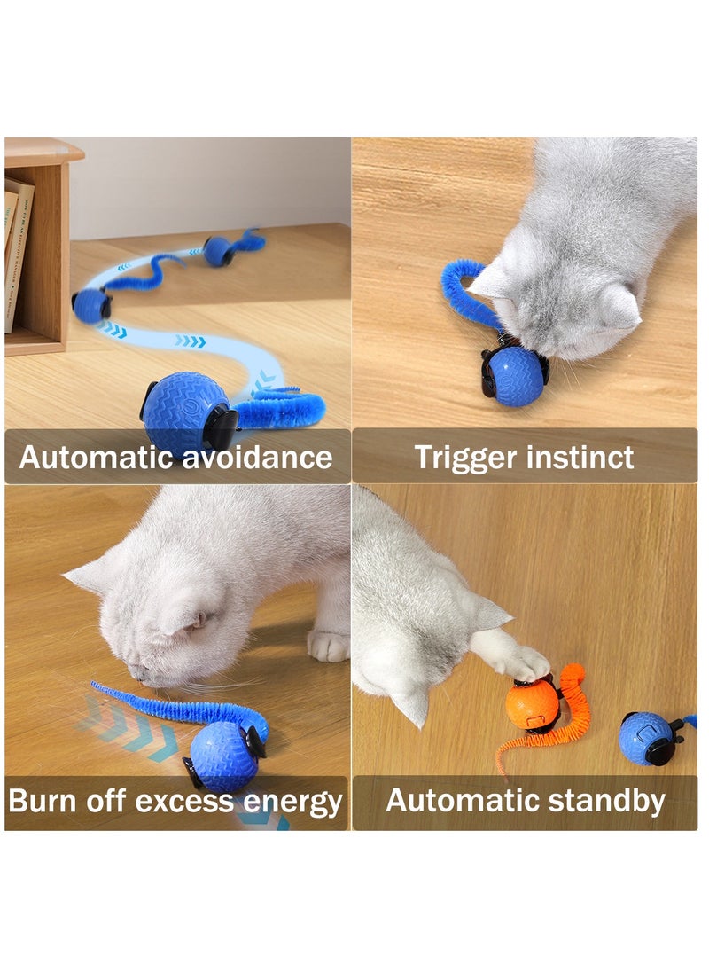 Generic - Smart Interactive Cat Toy Smart Ball with Tail Automatic Obstacle Avoidance 360° Rotating Rolling Pet Ball Indoor Cat and Dog Playmate 3 Modes LED Light Stimulate Hunting Instinct (Orange) - Image 1
