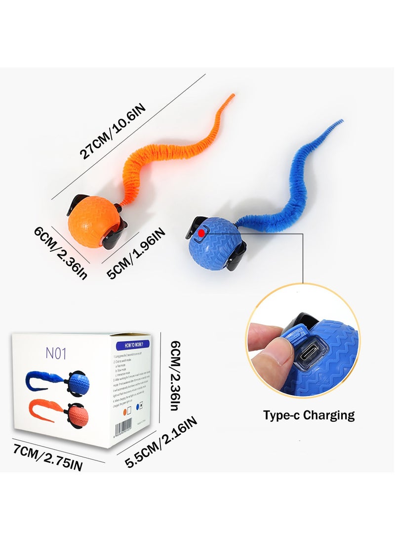 Generic - Smart Interactive Cat Toy Smart Ball with Tail Automatic Obstacle Avoidance 360° Rotating Rolling Pet Ball Indoor Cat and Dog Playmate 3 Modes LED Light Stimulate Hunting Instinct (Orange) - Image 1