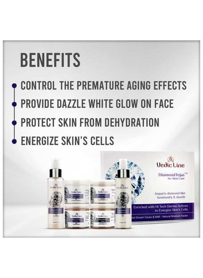 Vedic Line Diamond Tejas Skin Care Facial Kit ,Helps To Reduce Dullness, Signs Of Ageing With Jojoba Oil, Diamond Bhasma And Vitamin B3 For Natural Glowing Face, 600Ml  - Image 2