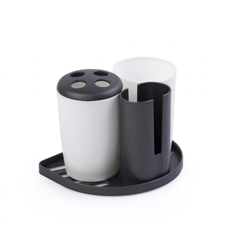 Plastic Toothbrush Holder Set, 2 Cup Design, Multifunctional Toothbrush Holder and Toothpaste Cup Holder Set, Random Color - Image 2