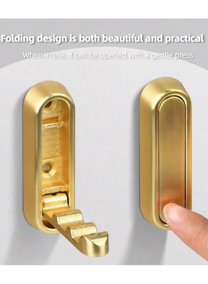 4 Pack Foldable Wall Hooks, Folding Coat Hook Mount, Gold Hooks for Hanging Towels, Coats, Hats, Keys, Fold Up Hook for Bathroom Bedroom Kitchen - Image 2