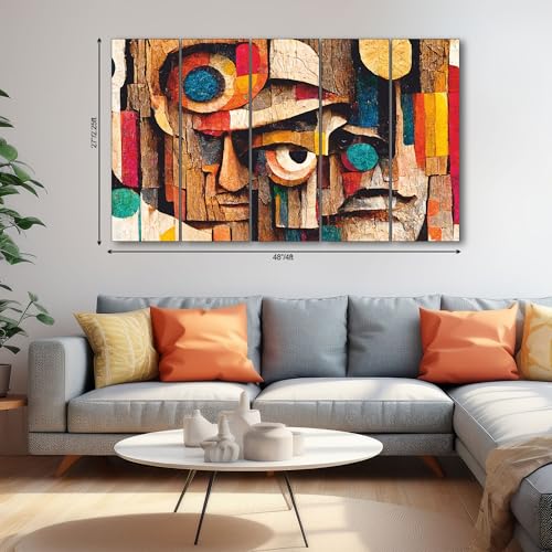 The Castle Decor Abstract Face art painting with frame Big Size(27x48) Wall art for living room,Bedroom,Drawing room,Hotels-Wooden Framed-Digital Painting - Image 2