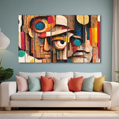 The Castle Decor Abstract Face art painting with frame Big Size(27x48) Wall art for living room,Bedroom,Drawing room,Hotels-Wooden Framed-Digital Painting - Image 1