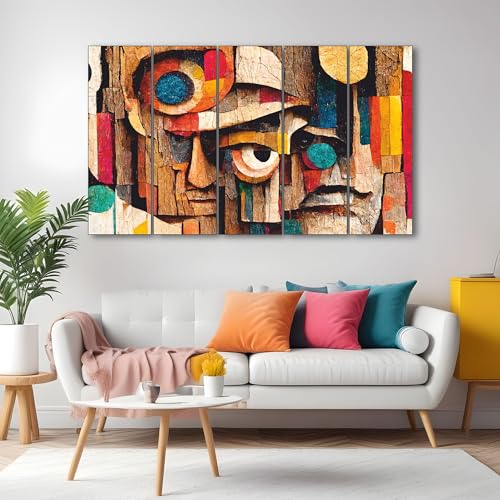 The Castle Decor Abstract Face art painting with frame Big Size(27x48) Wall art for living room,Bedroom,Drawing room,Hotels-Wooden Framed-Digital Painting - Image 3
