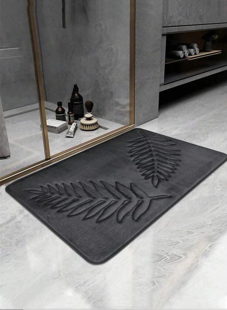 Kutis 3-Pieces European Simple Style Toilet Floor Mat Suit Coral Velvet Bathroom Carpet Set Dark Grey - Image 3