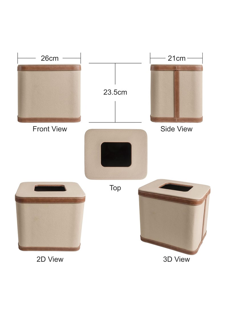 SPREAD SPAIN SPREAD SPAIN Leatherite SquareShaped Openable Dustbin Trash Can For Garbage Waste Bin Home Bedroom Washrooms Office and kitchen 12 Litre Beige Tan  - Image 4