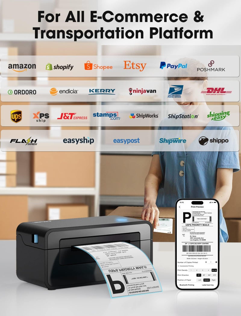 iDPRT Bluetooth Thermal Shipping Label Printer for Phone, 4x6, Supports Windows/Mac/iOS/Android, Ideal for Small Business and Shipping Packages - Image 5