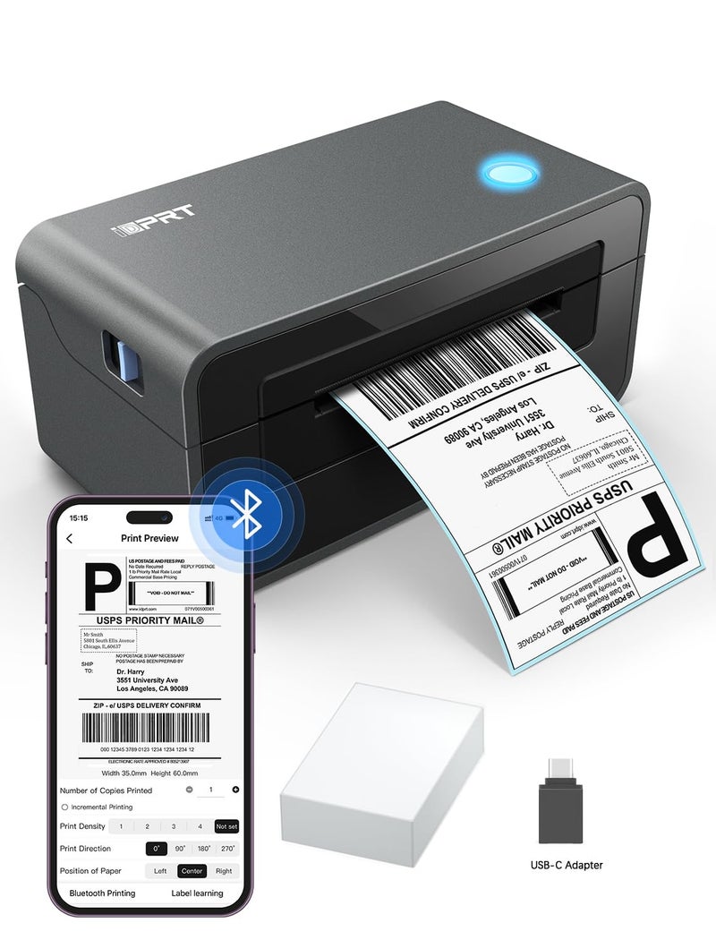 iDPRT Bluetooth Thermal Shipping Label Printer for Phone, 4x6, Supports Windows/Mac/iOS/Android, Ideal for Small Business and Shipping Packages - Image 1