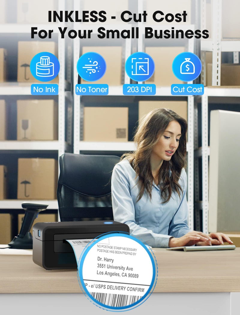 iDPRT Bluetooth Thermal Shipping Label Printer for Phone, 4x6, Supports Windows/Mac/iOS/Android, Ideal for Small Business and Shipping Packages - Image 3
