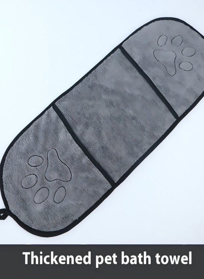 Healife Thickened Pet Bath Towel - Grey Non-Slip Paw Print Design - Image 2