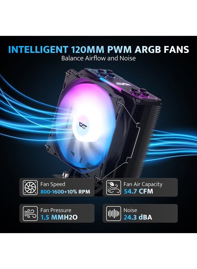 DarkFlash Z4Pro Mist CPU Cooler, 120mm Single-Tower, TDP 200W, 4×Ф6mm Heatpipes, ARGB PWM PC Fans, CPU Air Cooler Compatible with Intel LGA115x/12xx/17xx; AMD AM4/AM5, 155mm in Height(White) - Image 4