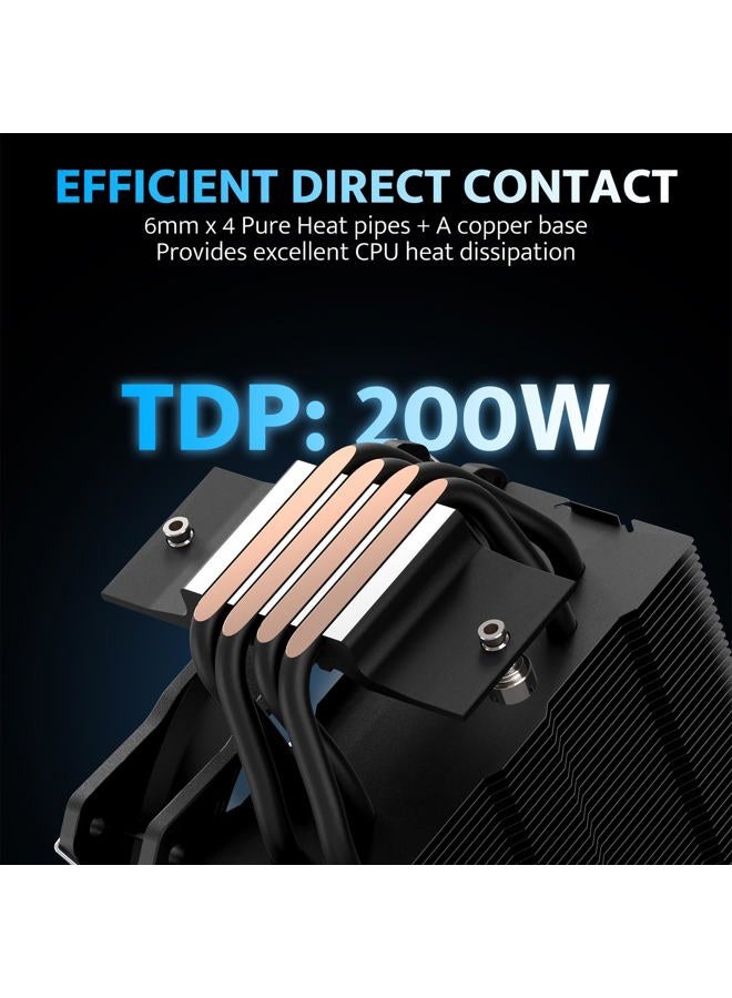 DarkFlash Z4Pro Mist CPU Cooler, 120mm Single-Tower, TDP 200W, 4×Ф6mm Heatpipes, ARGB PWM PC Fans, CPU Air Cooler Compatible with Intel LGA115x/12xx/17xx; AMD AM4/AM5, 155mm in Height(White) - Image 2