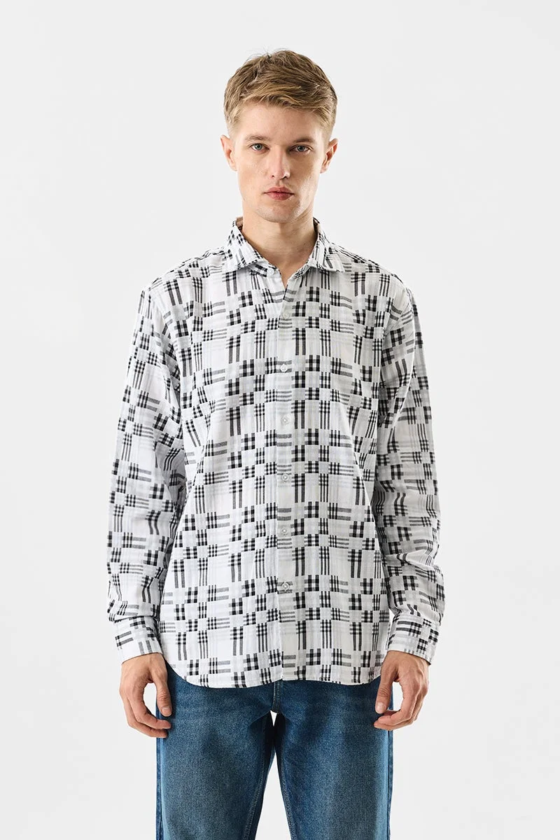 سنيتش قميص قطني % بنقشة مربعات بقصة عادية