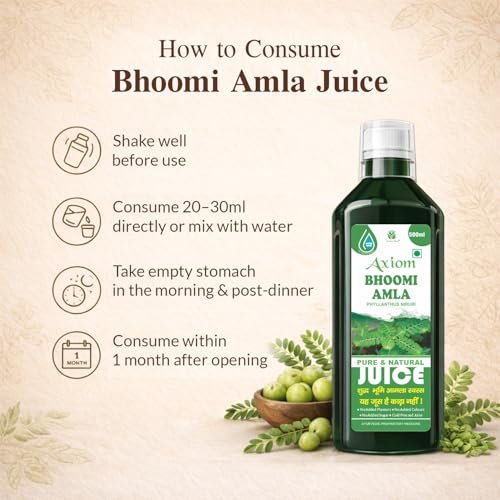 Axiom Ayurveda Bhoomi Amla Juice - 500 ml | Natural liver detoxifier | Strengthens the digestive system | Rich Supplement with Pure Bhumi Amla Herbs - Image 4
