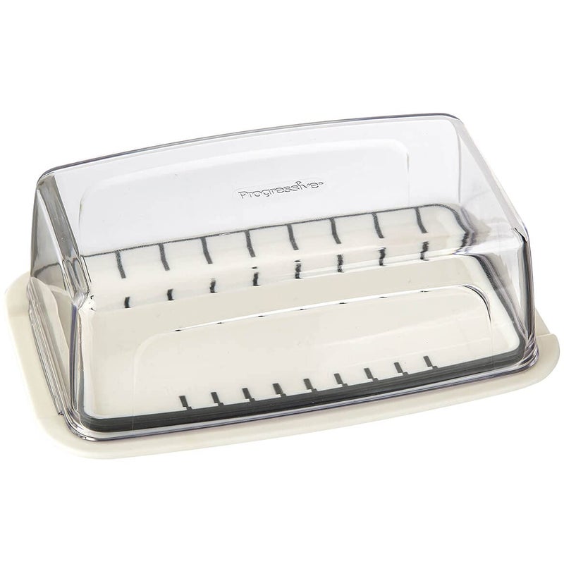 Progressive International Corp Butter or Cream Cheese Keeper Dish with Wide Design and Plastic Cover Clear One Size Fits All