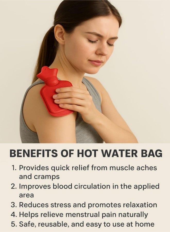 Hot Water Bag for Pain Relief, Shoulder and Period Pain, 20-25 cm, Red - Image 4