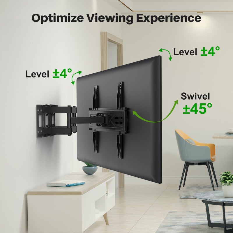 USX MOUNT Full Motion TV Wall Mount for Most 32-70 inch TVs up to 99 lbs, Wall Mount Bracket with Dual Articulating Arms, Swivel, Tilt, Max VESA 400x400mm, TV Mount Fits 12â€/16â€ Wood Studs - Image 3