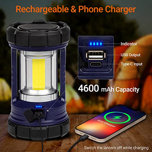 CT CAPETRONIX فانوس تخييم، 3200LM فانوس LED لانقطاع التيار الكهربائي، شاحن هاتف 4600mAh وفانوس قابل لإعادة الشحن، 5 أوضاع إضاءة لمصابيح وفوانيس التخييم للطوارئ/الأعاصير، ملحقات تخييم CT CAPETRONIX - Image 4