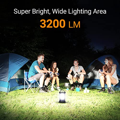 CT CAPETRONIX فانوس تخييم، 3200LM فانوس LED لانقطاع التيار الكهربائي، شاحن هاتف 4600mAh وفانوس قابل لإعادة الشحن، 5 أوضاع إضاءة لمصابيح وفوانيس التخييم للطوارئ/الأعاصير، ملحقات تخييم CT CAPETRONIX - Image 2