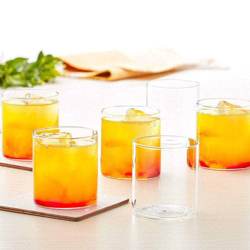 PASSARO Small Squat Water Glass Set of 6 205 ML Transparent Borosilicate Glass Set - Image 1