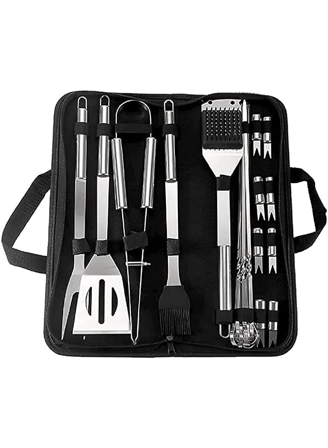 PROMASS Stainless Steel Bbq Grill Tool Set, For Kitchen Outdoor Picnic Camping Barbeque Cooking Grilling, With Carrying Bag (20Pcs) - Image 1