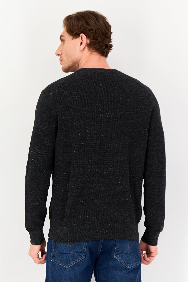 Celio سويت شيرتات للرجال بأكمام طويلة وياقة دائرية، أسود مائل إلى الرمادي - Image 4