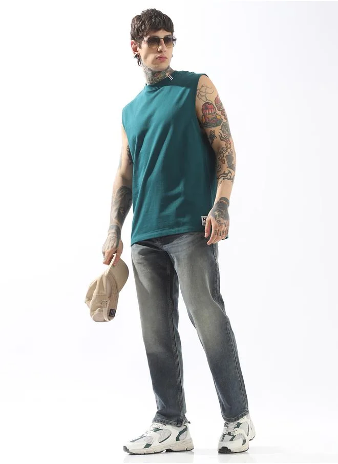 هاي ستار Green T-shirts Solid Slip-on Knitted Crew Neck Sleeveless Tank Top for Men – Make every day iconic
