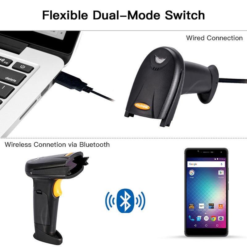 Wireless Barcode Scanner Dual Mode: Bluetooth & USB Connection - Driver-Free Auto Recognition Handheld Barcode Reader for Warehouse Inventory Management - Image 5