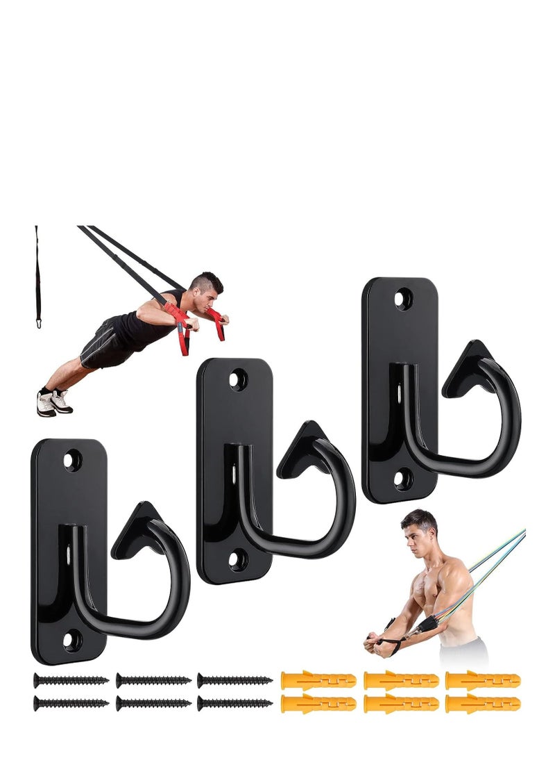 3PCS Workout Wall Mount Anchors Heavy Duty Resistance Band Wall Anchor Home Gym Exercise Anchors Ceiling Mounted Hooks Exercise Strap Anchor for Body Weight Straps Strength Training Yoga - Image 1
