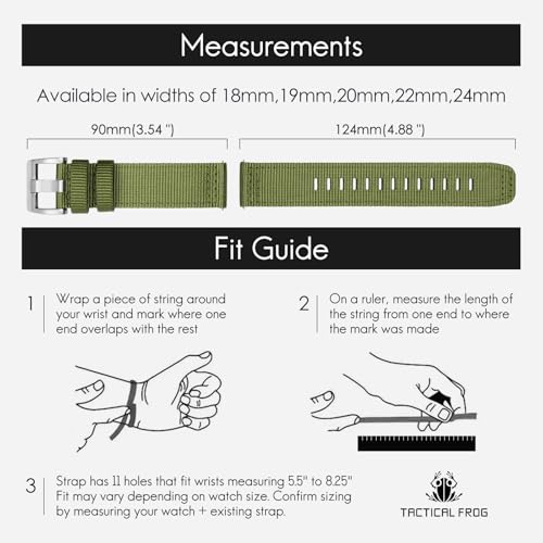 TACTICAL FROG Nylon Watch Bands 24mm, 2 Piece Fast Release Replacement Watch Strap for Men Women, Green - Image 3