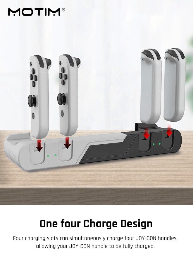 قاعدة شحن متوافقة مع نينتندو سويتش ومفتاح التبديل طراز OLED جوي كون (Nintendo Switch) ومحطة شحن وحدة التحكم في التبديل لشحن ما يصل إلى 4 قطع، ومفتاح تخزين ومنظم للتبديل