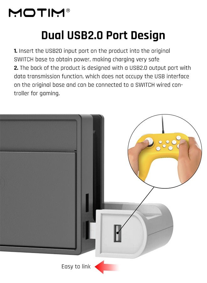 قاعدة شحن متوافقة مع نينتندو سويتش ومفتاح التبديل طراز OLED جوي كون (Nintendo Switch) ومحطة شحن وحدة التحكم في التبديل لشحن ما يصل إلى 4 قطع، ومفتاح تخزين ومنظم للتبديل