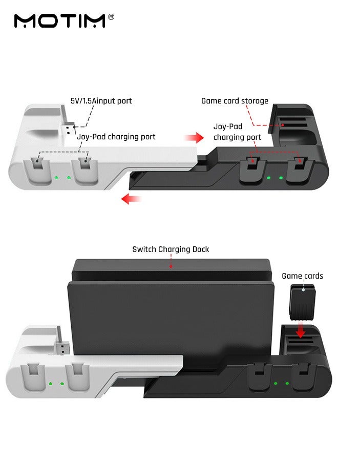 قاعدة شحن متوافقة مع نينتندو سويتش ومفتاح التبديل طراز OLED جوي كون (Nintendo Switch) ومحطة شحن وحدة التحكم في التبديل لشحن ما يصل إلى 4 قطع، ومفتاح تخزين ومنظم للتبديل