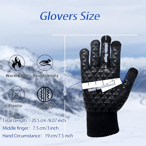Scotamalone Winter Gloves for Men Women Winter Warm Touchs Screen Anti-Slip Gloves for Running Skiing Hiking - Image 2