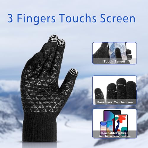 Scotamalone Winter Gloves for Men Women Winter Warm Touchs Screen Anti-Slip Gloves for Running Skiing Hiking - Image 3