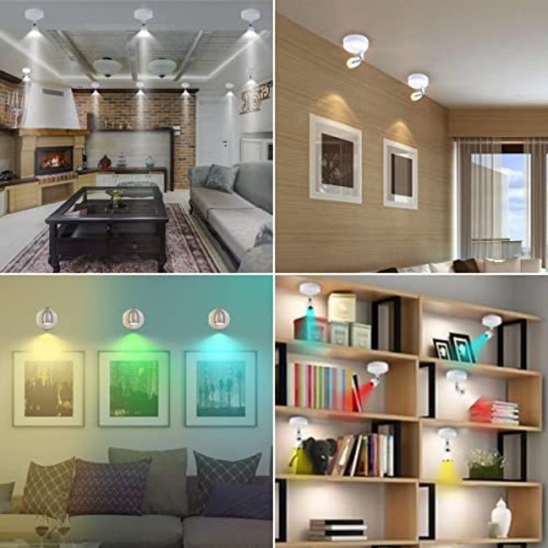 Wireless LED Spotlight Indoor, 2 PCS Battery Operated Spotlight, Accent Lights with Remote Control, Small LED Light, Dimmable Rotatable Uplights Indoor for Paintings, Statues and Home Decor - Image 3
