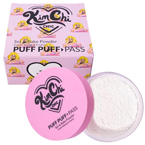 Kimchi Chic Beauty Puff Puff Pass Set and Bake Setting Powder for Makeup Extra Fluffy Loose Face Powder Poof Soft Natural Face Makeup for Uneven Skin Tone 01 Ivander
