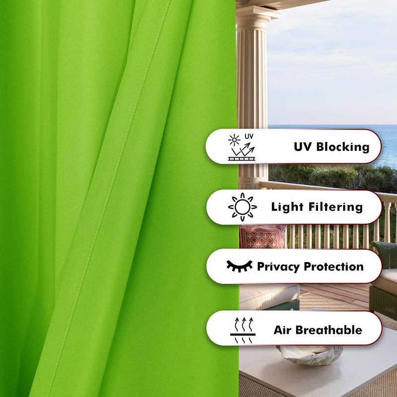 BONZER Outdoor Curtains for Patio Waterproof Thick Privacy Grommet Light Filtering Outside Curtains for Porch Pergola Gazebo Deck, 1 Panel, 54W x 84L inch, Green - Image 4