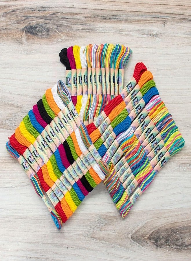 Craft County Embroidery Floss Pack - 24 Skeins, 8.7 Yards Each - Tie Dye Embroidery Floss for Needlework, DIY Bracelets, Crafting, Weaving - Image 1