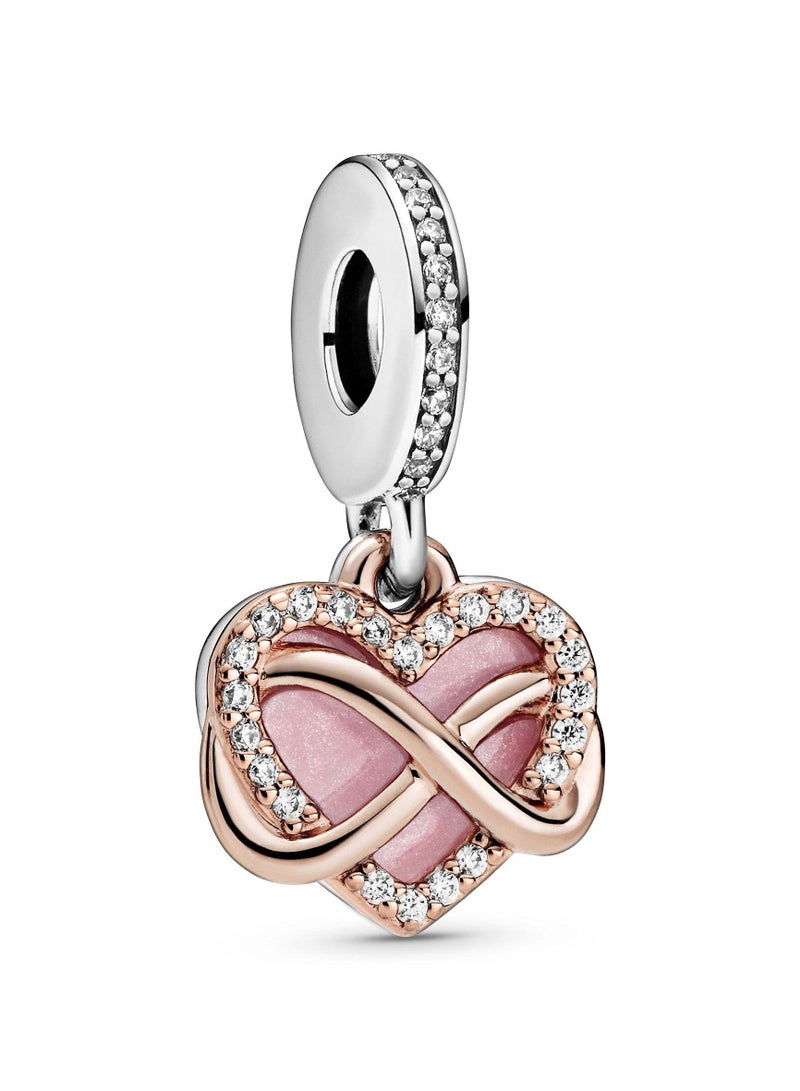 Jewelry Infinity Heart Pendant in Sterling Silver and 14k Rose Gold Plated Cubic Zirconia - Image 1