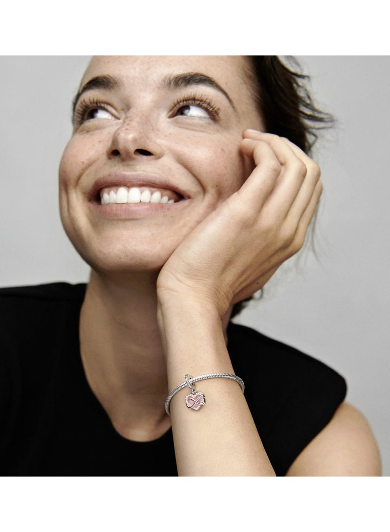 Jewelry Infinity Heart Pendant in Sterling Silver and 14k Rose Gold Plated Cubic Zirconia - Image 4