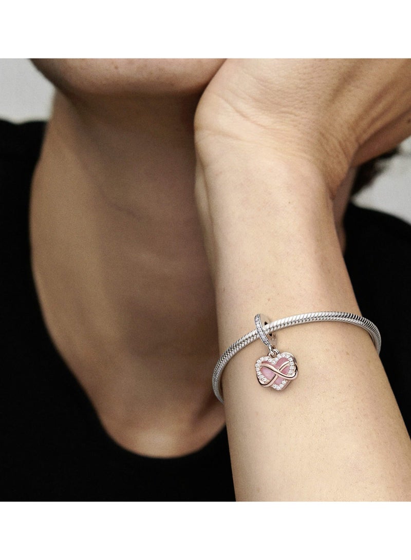 Jewelry Infinity Heart Pendant in Sterling Silver and 14k Rose Gold Plated Cubic Zirconia - Image 5