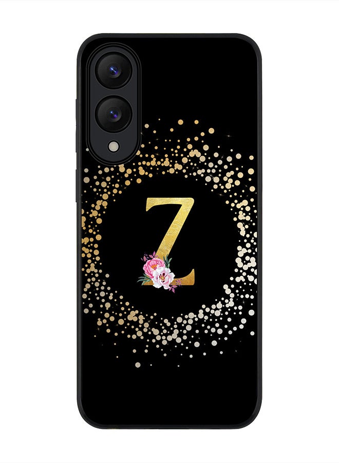 Stylizedd For Samsung Galaxy S25 Edge Case,Slim fit Camera Protection, Shockproof Thin Phone cover  - Custom Monogram Floral - Z ( Black )
