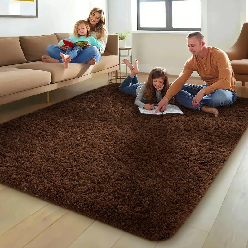 Ophanie Brown Rugs for Living Room Bedroom, 5x8 Fluffy Fuzzy Furry Carpet, Plush Soft Shaggy Bedside Indoor Floor Area Rug for Kids Girls Boys Baby Teen Dorm Nursery Home Decor Aesthetic - Image 5