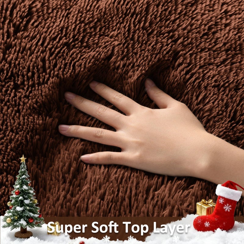 Ophanie Brown Rugs for Living Room Bedroom, 5x8 Fluffy Fuzzy Furry Carpet, Plush Soft Shaggy Bedside Indoor Floor Area Rug for Kids Girls Boys Baby Teen Dorm Nursery Home Decor Aesthetic - Image 2
