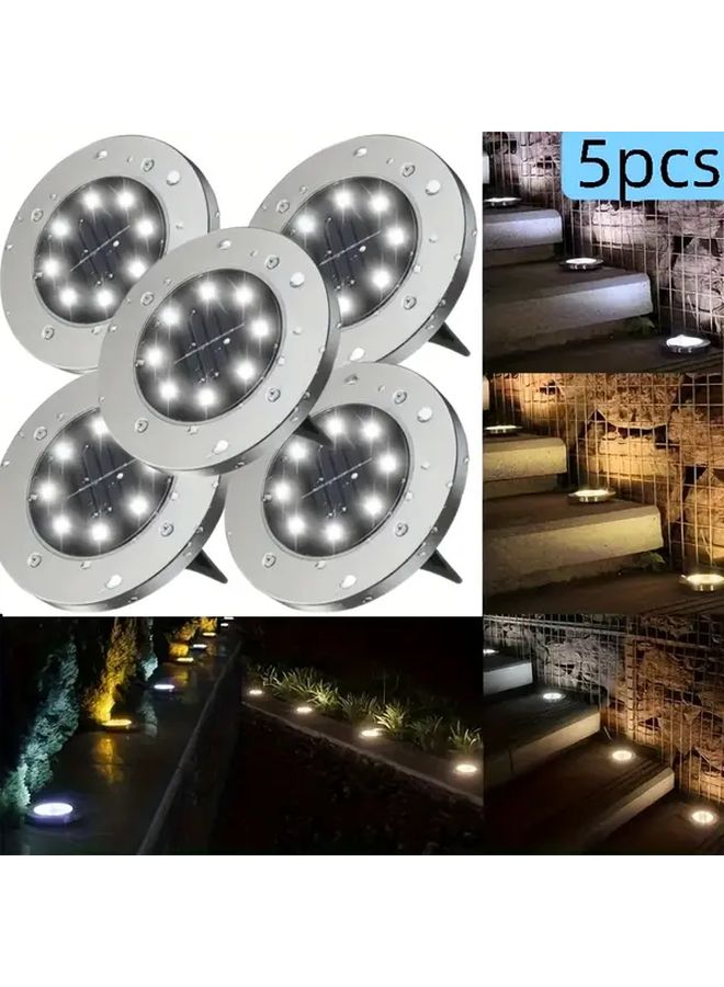 5 قطع أضواء أرضية تعمل بالطاقة الشمسية، إضاءة خطوات LED دافئة للحدائق الخارجية - Image 2
