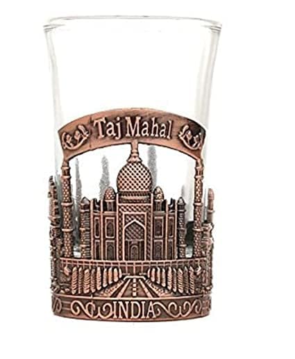 POCKTOWN INTERNATIONAL POCKTOWN INTERNATIONAL Gift Items for Home Decoration Dinning Plate Taj Mahal Gift India Souvenir Gifts India Showpiece Decorative Items Foreign Friends Handcrafted Gift Brown two piece plate shot glass combo - Image 3